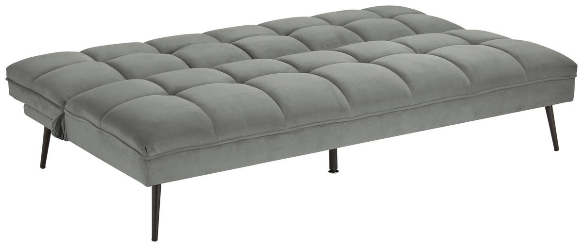 SCHLAFSOFA in Samt Hellgrau  - Hellgrau/Schwarz, MODERN, Textil/Metall (178/84/98cm) - MID.YOU