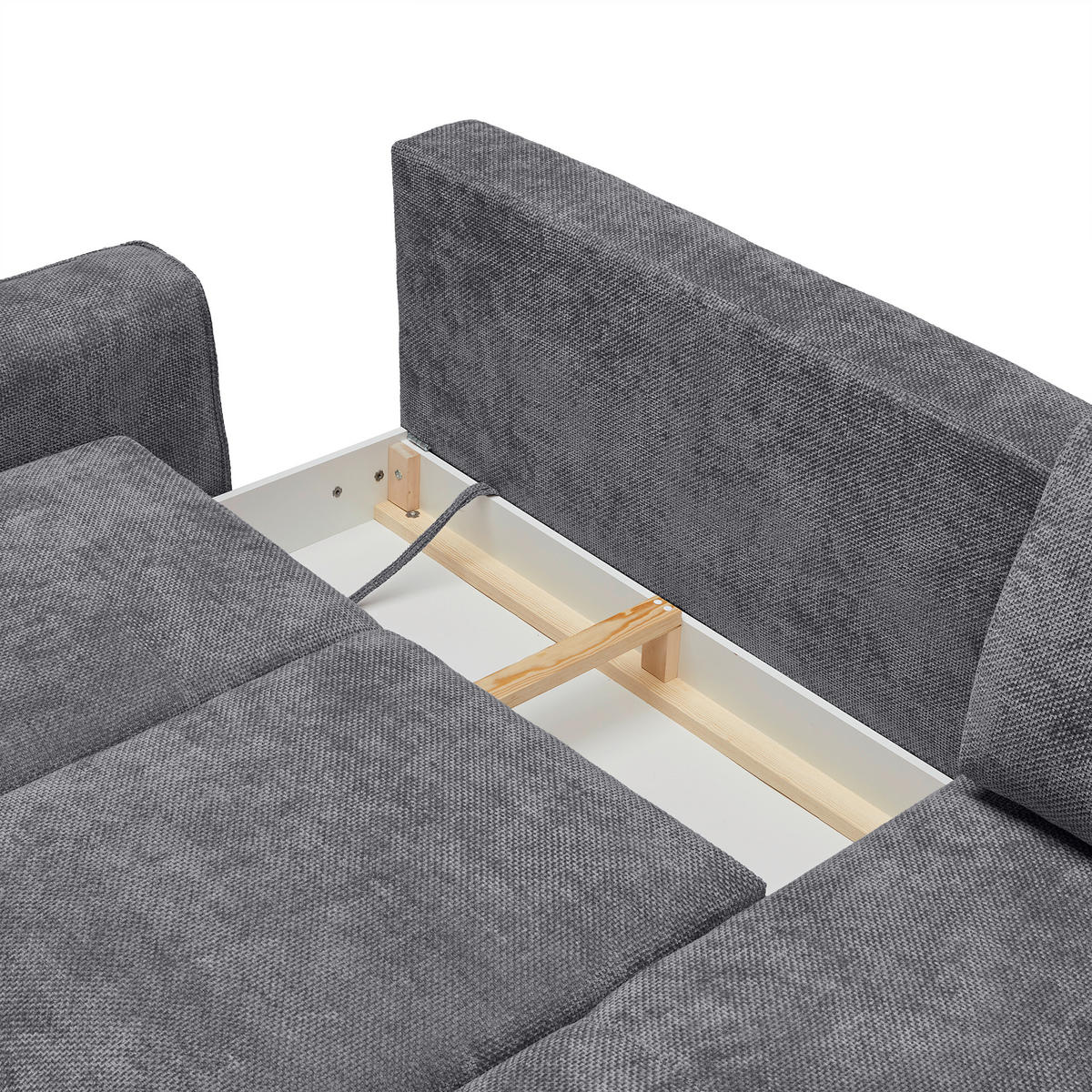 ECKSOFA in Webstoff Anthrazit  - Anthrazit/Schwarz, Modern, Textil/Metall (255/164cm) - MID.YOU