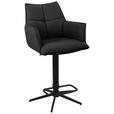 BARHOCKER Echtleder Schwarz Eisen Sitzfläche 360° drehbar  - Schwarz, Design, Leder/Metall (54/96-121/56cm) - Novel