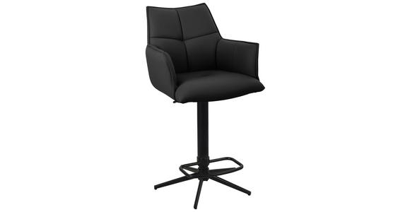 BARHOCKER Echtleder Schwarz Eisen Sitzfläche 360° drehbar - Schwarz, Design, Leder/Metall (54/96-121/56cm) - Novel