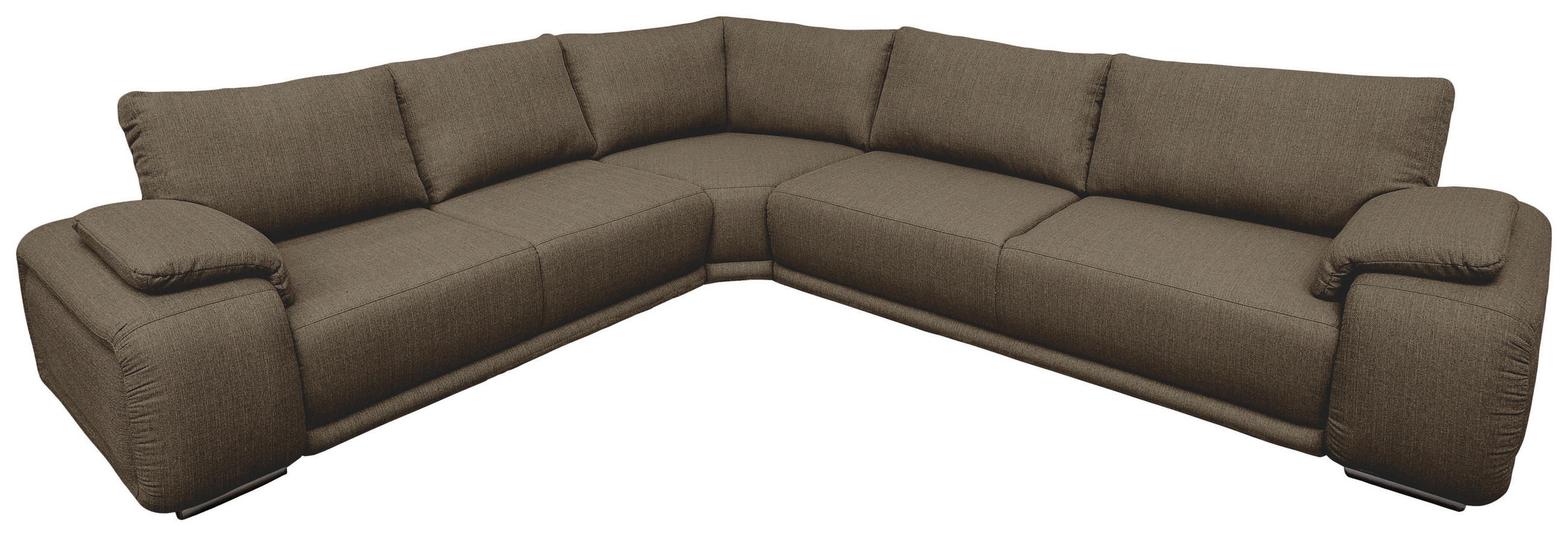 ECKSOFA Braun Struktur  - Chromfarben/Braun, KONVENTIONELL, Textil/Metall (310/280cm) - Carryhome