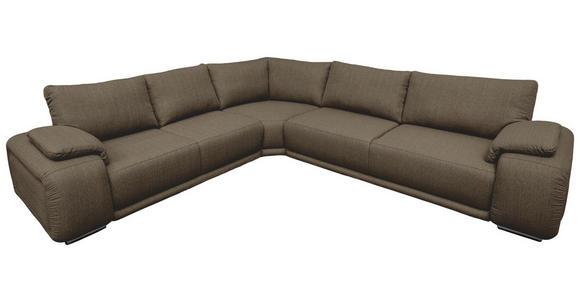 ECKSOFA Braun Struktur Rückenkissen, Rücken echt  - Chromfarben/Braun, KONVENTIONELL, Textil/Metall (310/280cm) - Carryhome