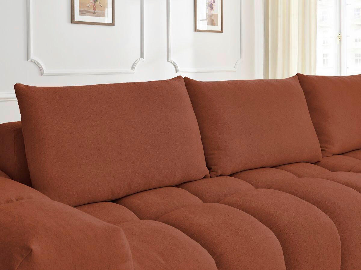 ECKSOFA Ottomane rechts  EVEREST Orange Struktur  - Schwarz/Orange, MODERN, Kunststoff/Textil (352/210cm)