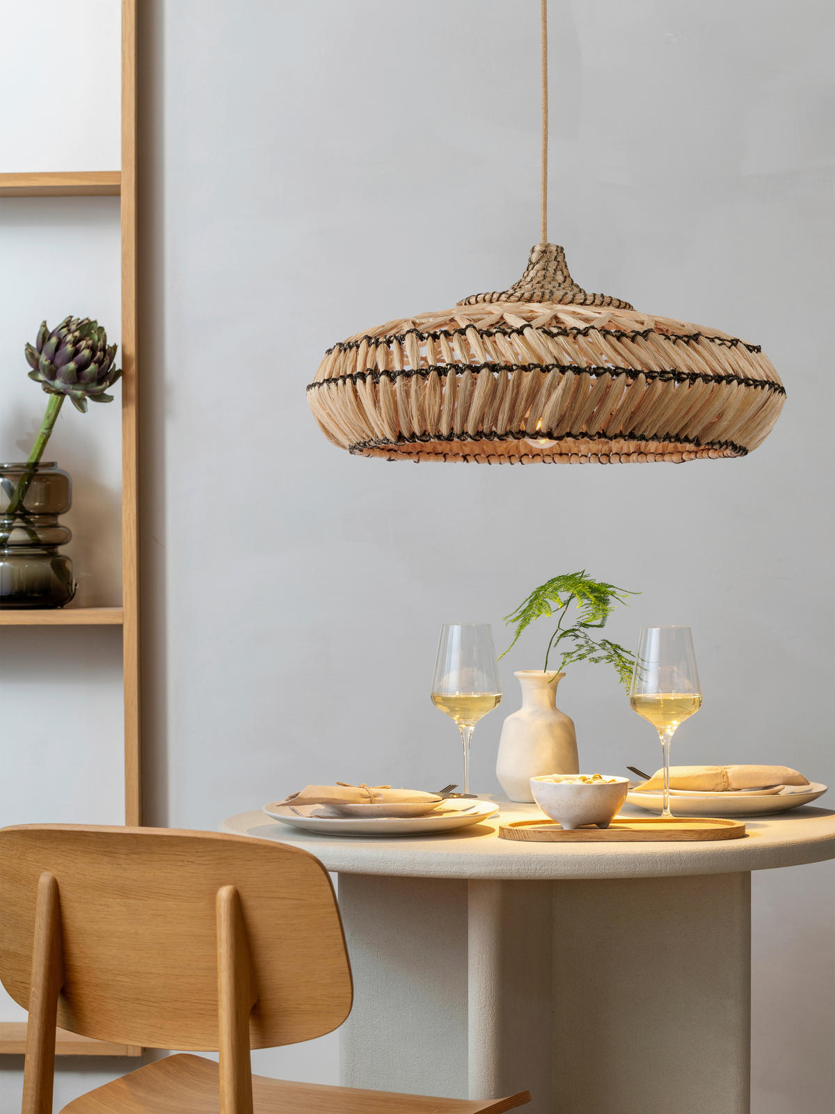 HÄNGELEUCHTE 60/60/280 cm  - Hellbraun/Schwarz, Trend, Naturmaterialien (60/60/280cm) - Good & Mojo