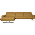 ECKSOFA in Echtleder Senfgelb  - Anthrazit/Senfgelb, KONVENTIONELL, Leder/Metall (182/324cm) - Ambiente