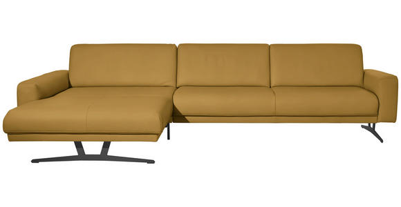 ECKSOFA in Echtleder Senfgelb  - Anthrazit/Senfgelb, KONVENTIONELL, Leder/Metall (182/324cm) - Ambiente