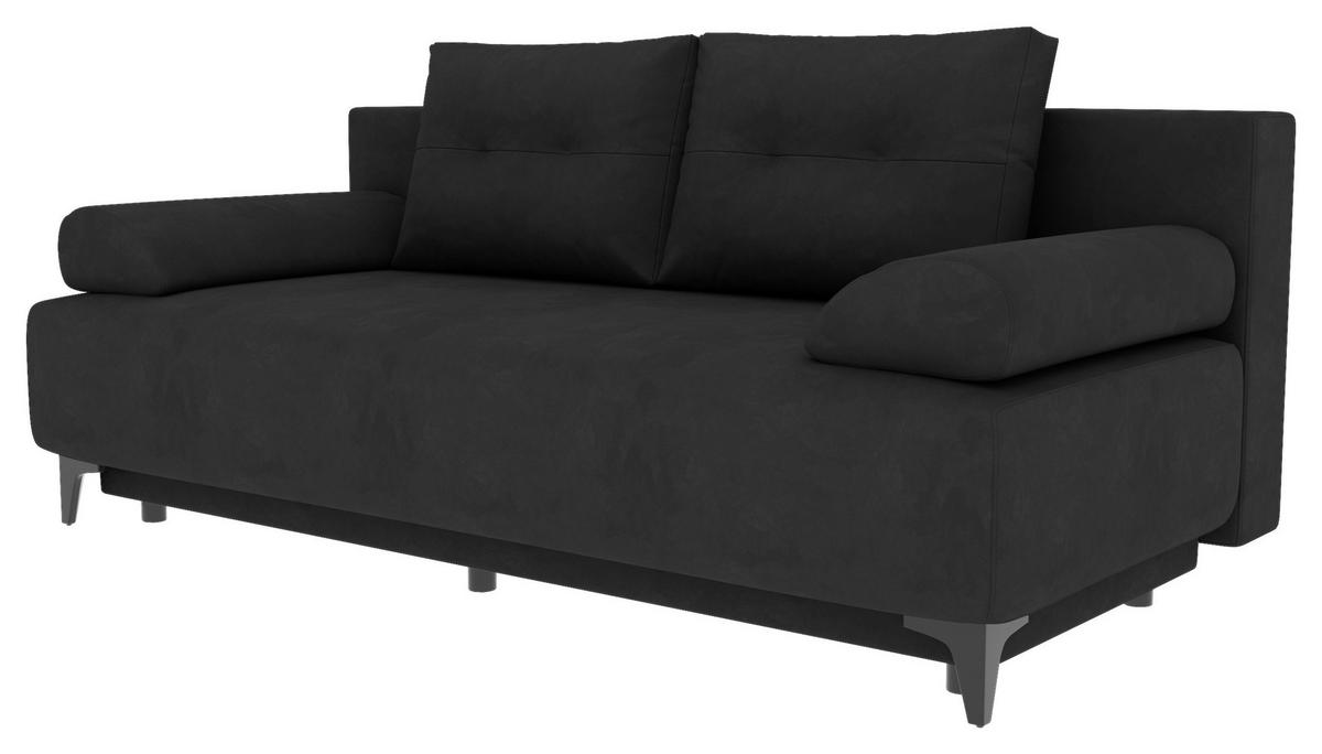SCHLAFSOFA  mit Liegefunktion, Rücken echt Velours Anthrazit  - Anthrazit/Schwarz, KONVENTIONELL, Textil/Metall (200/98/90cm) - Carryhome