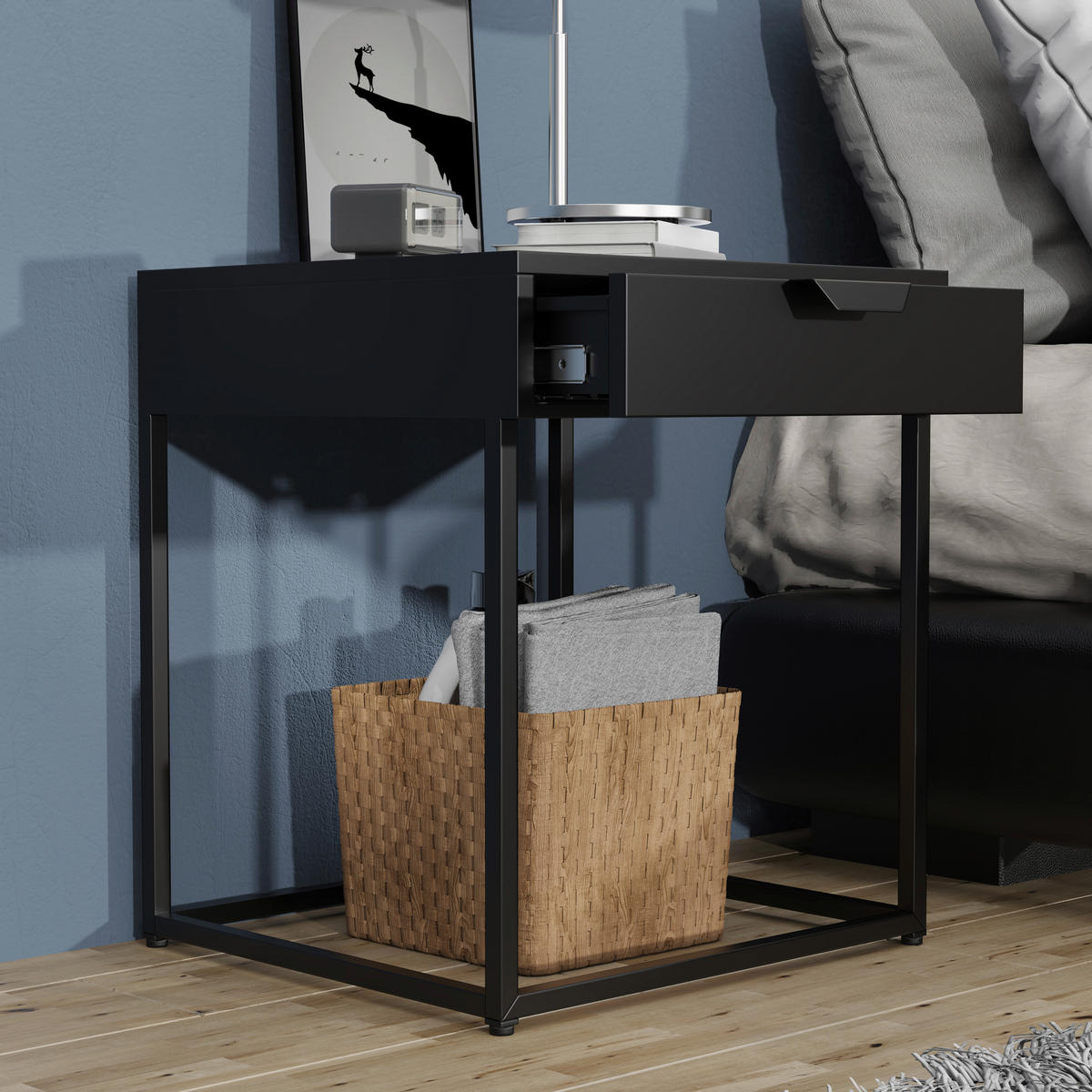 NACHTKÄSTCHEN 43/50/41 cm  in Schwarz  - Schwarz, MODERN, Holzwerkstoff/Kunststoff (43/50/41cm) - MID.YOU