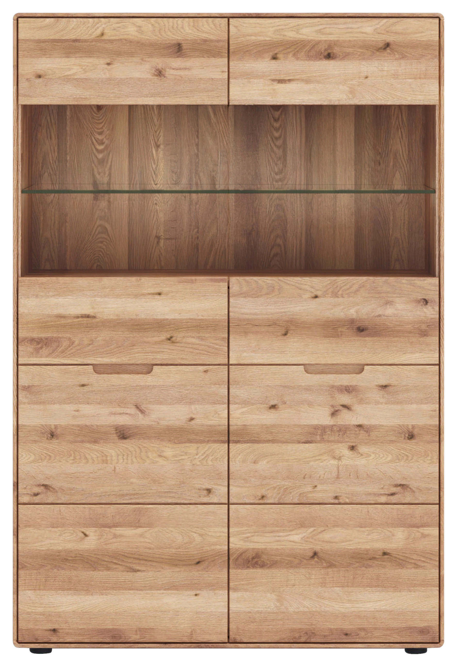 HIGHBOARD - Wildeiche, KONVENTIONELL, Glas/Holz (100/145/40cm) - Linea Natura