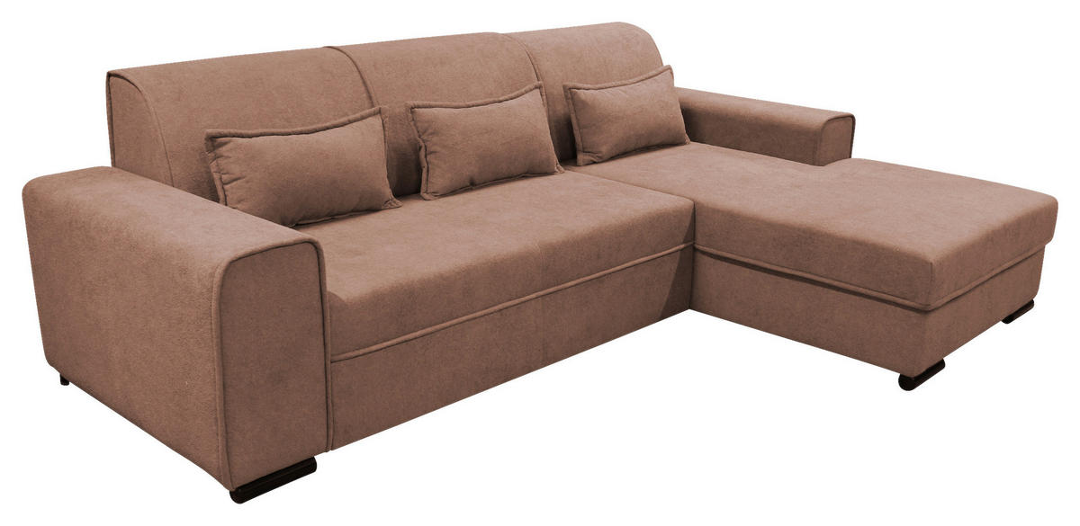 ECKSOFA in Struktur, Bouclé Altrosa  - Altrosa/Schwarz, Design, Kunststoff/Textil (270/175cm) - MID.YOU