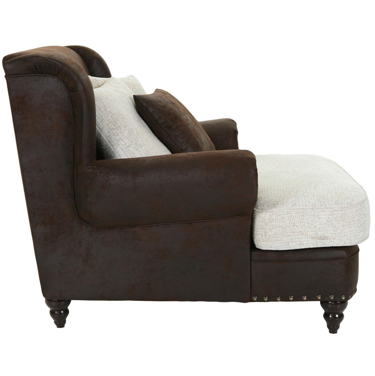 XXL-SESSEL Chenille, Mikrofaser Dunkelbraun, Beige    - Dunkelbraun/Beige, ROMANTIK / LANDHAUS, Holz/Textil (125/102/138cm) - Landscape