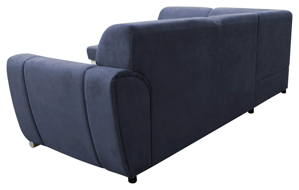 ECKSOFA in Velours Blau, Weiß  196/255 cm  - Blau/Silberfarben, Design, Kunststoff/Textil (196/255cm) - MID.YOU