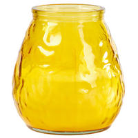 KERZE IM GLAS - Weiss/Gelb, Trend, Glas/Naturmaterialien (9,5/9,5/10cm)