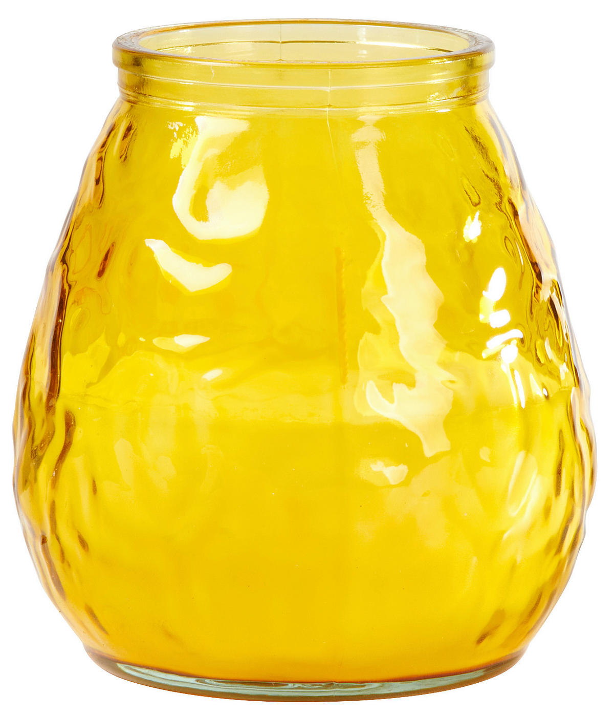 KERZE IM GLAS - Weiss/Gelb, Trend, Glas/Naturmaterialien (9,5/9,5/10cm)