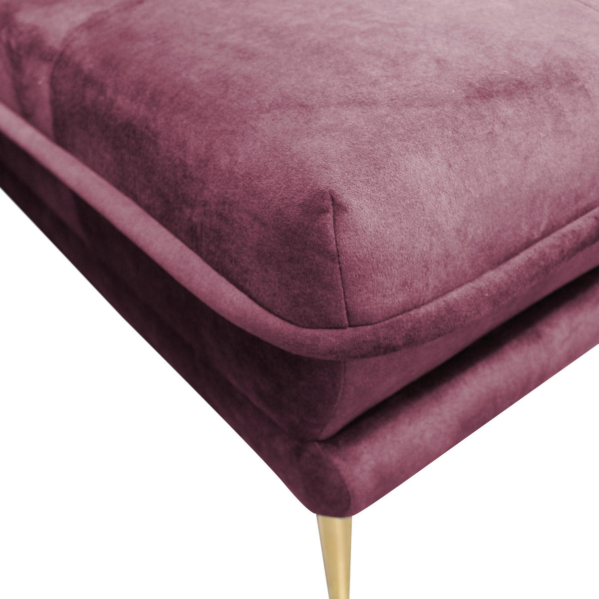 ECKSOFA Weinrot Velours  - Weinrot/Goldfarben, Design, Textil/Metall (264/196cm) - MID.YOU