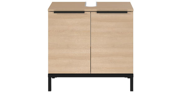 WASCHBECKENUNTERSCHRANK 60/58/38 cm  - Eichefarben/Schwarz, MODERN, Holzwerkstoff/Metall (60/58/38cm) - Xora