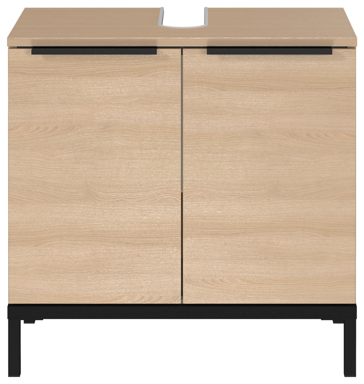 TVÄTTSTÄLLSUNDERSKÅP 60/58/38 cm  - svart/ekfärgad, Modern, metall/trämaterial (60/58/38cm) - Xora