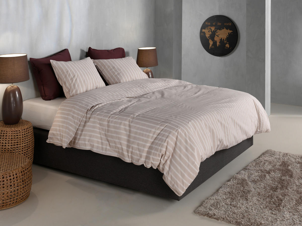 BETTWÄSCHE Righe-di-Percalle Perkal 155/220 cm  - Taupe, Basics, Textil (155/220cm)