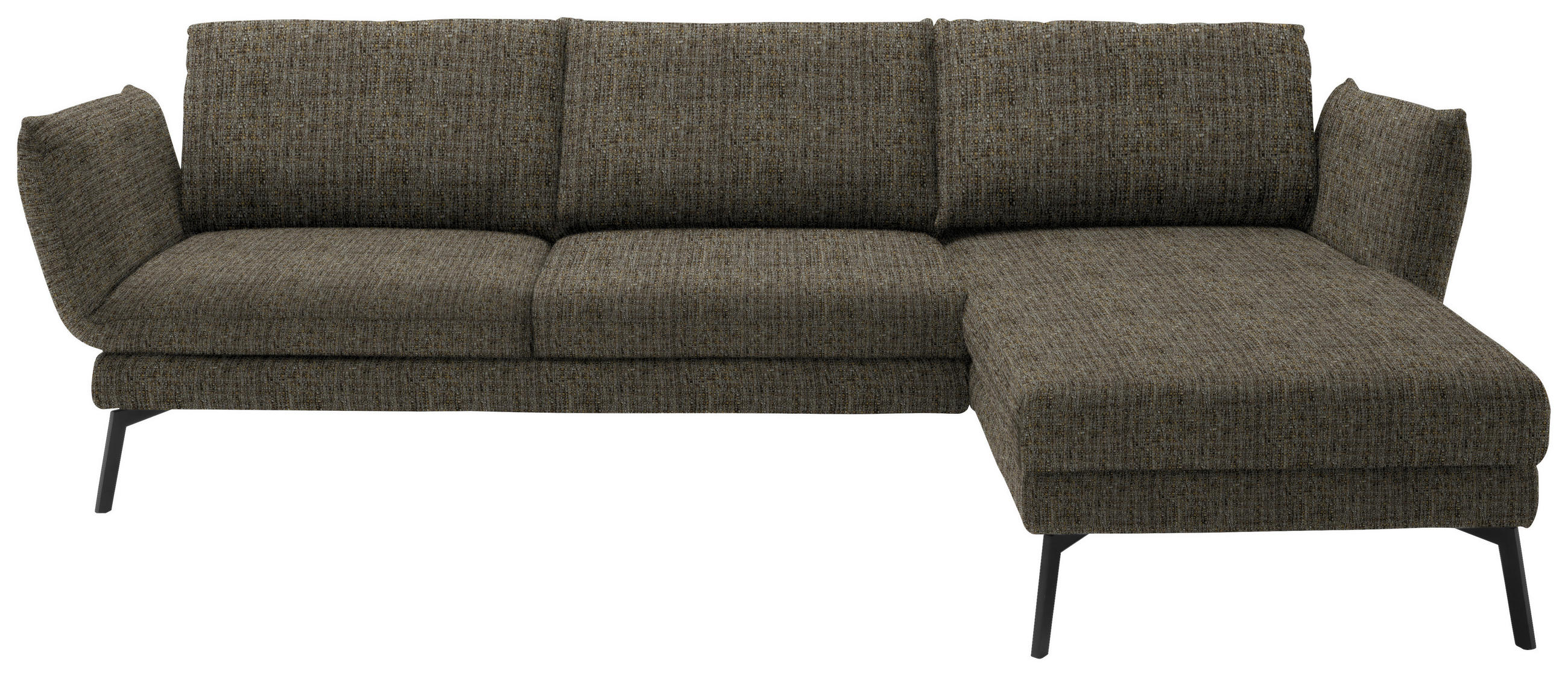 ECKSOFA in Flachgewebe Braun  277/175 cm  - Schwarz/Braun, Design, Textil/Metall (277/175cm) - Schöner Wohnen