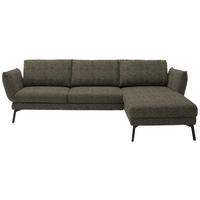 ECKSOFA in Flachgewebe Braun  277/175 cm  - Schwarz/Braun, Design, Textil/Metall (277/175cm) - Schöner Wohnen