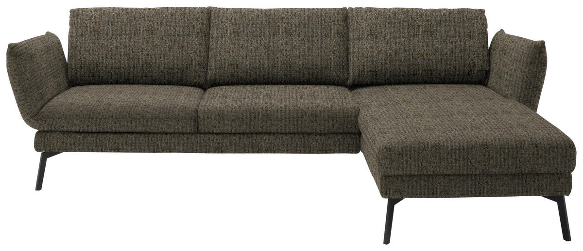 ECKSOFA in Flachgewebe Braun  277/175 cm  - Schwarz/Braun, Design, Textil/Metall (277/175cm) - Schöner Wohnen
