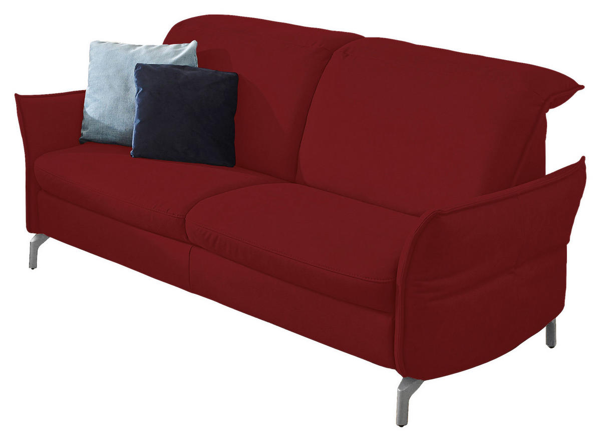 2-SITZER-SOFA in Lederlook (vegan) Rot  - Rot/Schwarz, Modern, Textil/Metall (154/89/109cm) - Livetastic