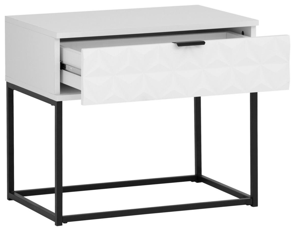NACHTSCHRANK 59,5/52/38,5 cm  - Schwarz/Weiß, KONVENTIONELL, Holzwerkstoff/Metall (59,5/52/38,5cm) - Boxxx