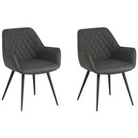 STUHL-SET 2 Stück gastro- und objekttauglich Lederlook  - Anthrazit/Schwarz, KONVENTIONELL, Textil/Metall (62/83/60cm) - MID.YOU