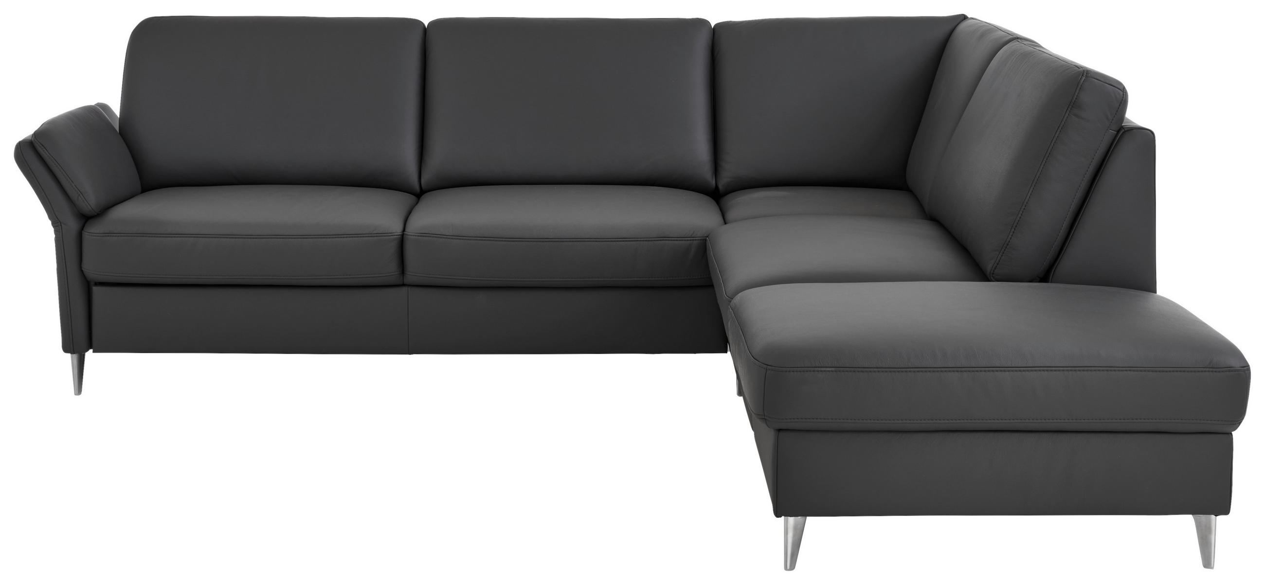 ECKSOFA Beldomo Premium in Echtleder Anthrazit  263/235 cm  - Anthrazit/Alufarben, KONVENTIONELL, Leder/Metall (263/235cm) - Beldomo Premium