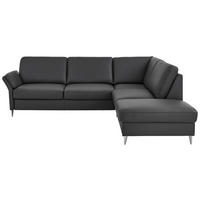 ECKSOFA Beldomo Premium in Echtleder Anthrazit  263/235 cm  - Anthrazit/Alufarben, KONVENTIONELL, Leder/Metall (263/235cm) - Beldomo Premium