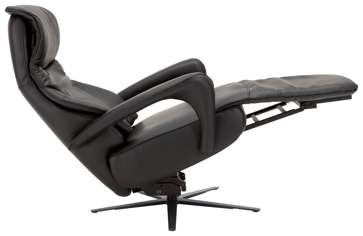 RELAXSESSEL in Leder Schwarz  - Anthrazit/Schwarz, Design, Leder/Metall (75/106/88cm) - Dieter Knoll
