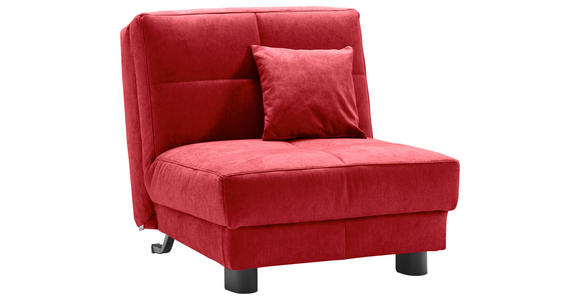 SCHLAFSESSEL Mikrovelours Rot Liegefunktion Zierkissen  - Rot/Schwarz, KONVENTIONELL, Textil/Metall (85/85/100cm) - Carryhome