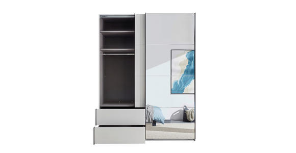SCHWEBETÜRENSCHRANK 170/225,5/60 cm 2-türig Schwarz, Weiß  - Schwarz/Weiß, KONVENTIONELL, Glas/Holzwerkstoff (170/225,5/60cm) - Xora