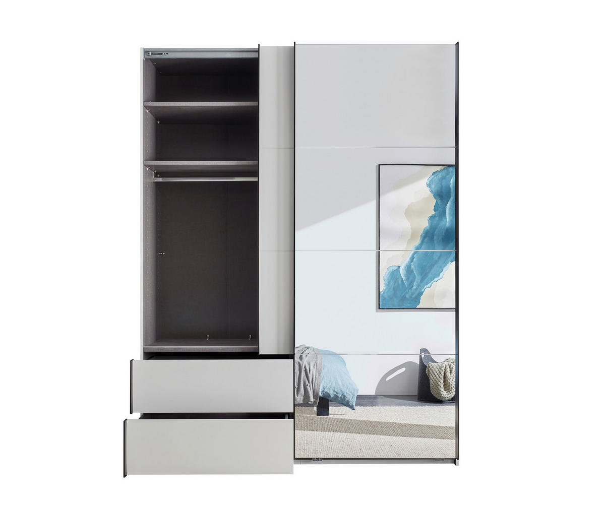 SCHWEBETÜRENSCHRANK 170/225,5/60 cm 2-türig Weiß, Schwarz  - Schwarz/Weiß, KONVENTIONELL, Glas/Holzwerkstoff (170/225,5/60cm) - Xora
