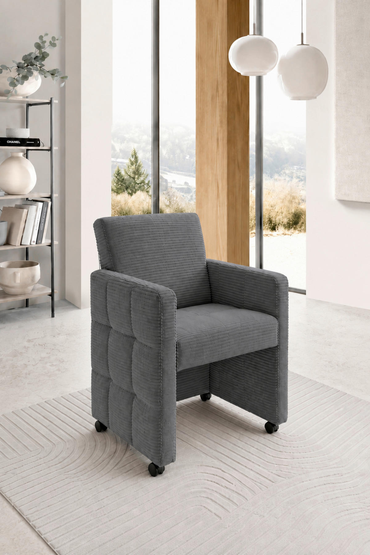 STOLICA SA RUKONASLONOM - antracit, Moderno, drvo/tekstil (64/90/72cm) - Livetastic