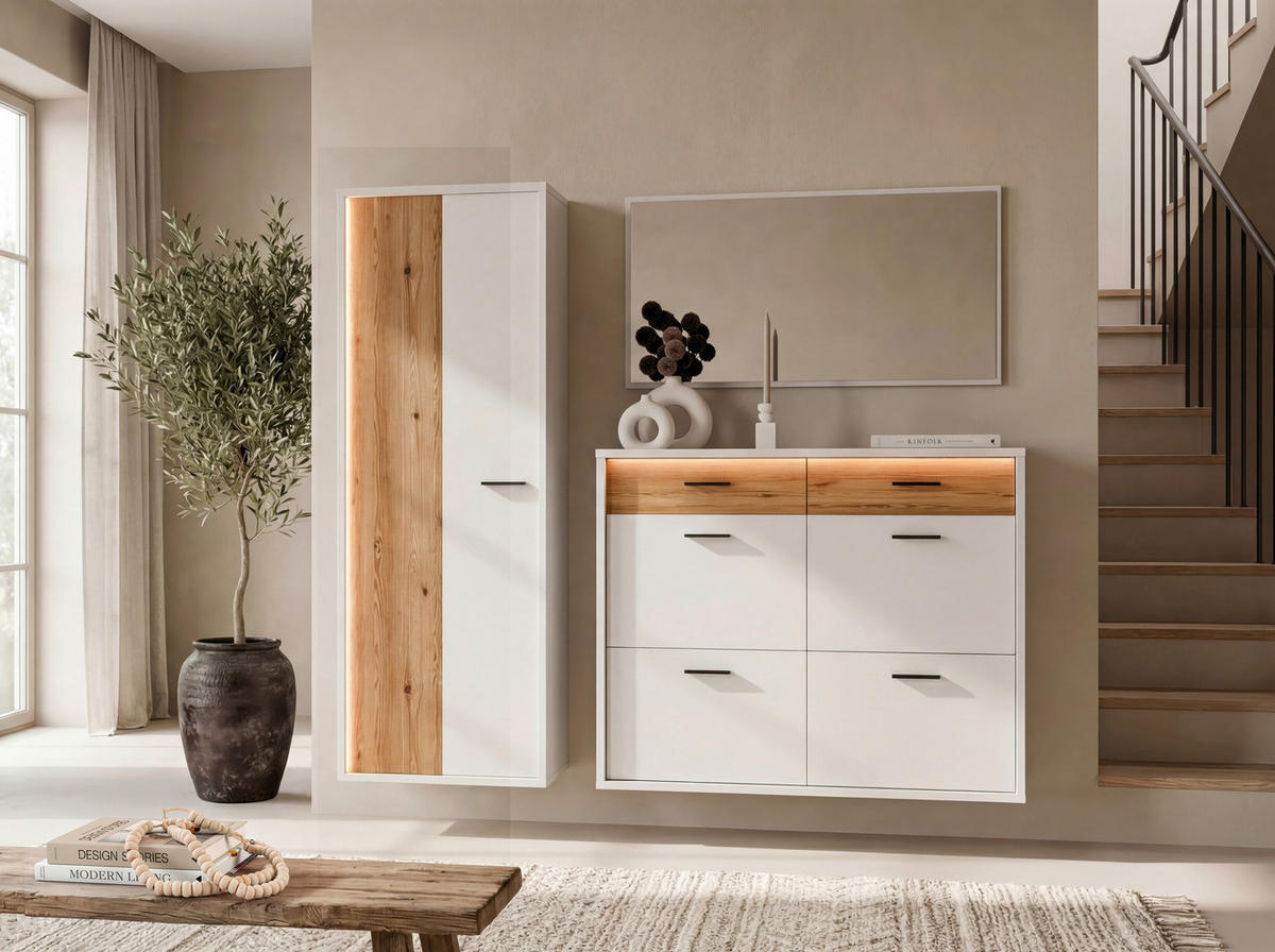 GARDEROBENSCHRANK  in 65/181/37 cm  - Eichefarben/Anthrazit, Design, Holzwerkstoff/Metall (65/181/37cm) - Xora