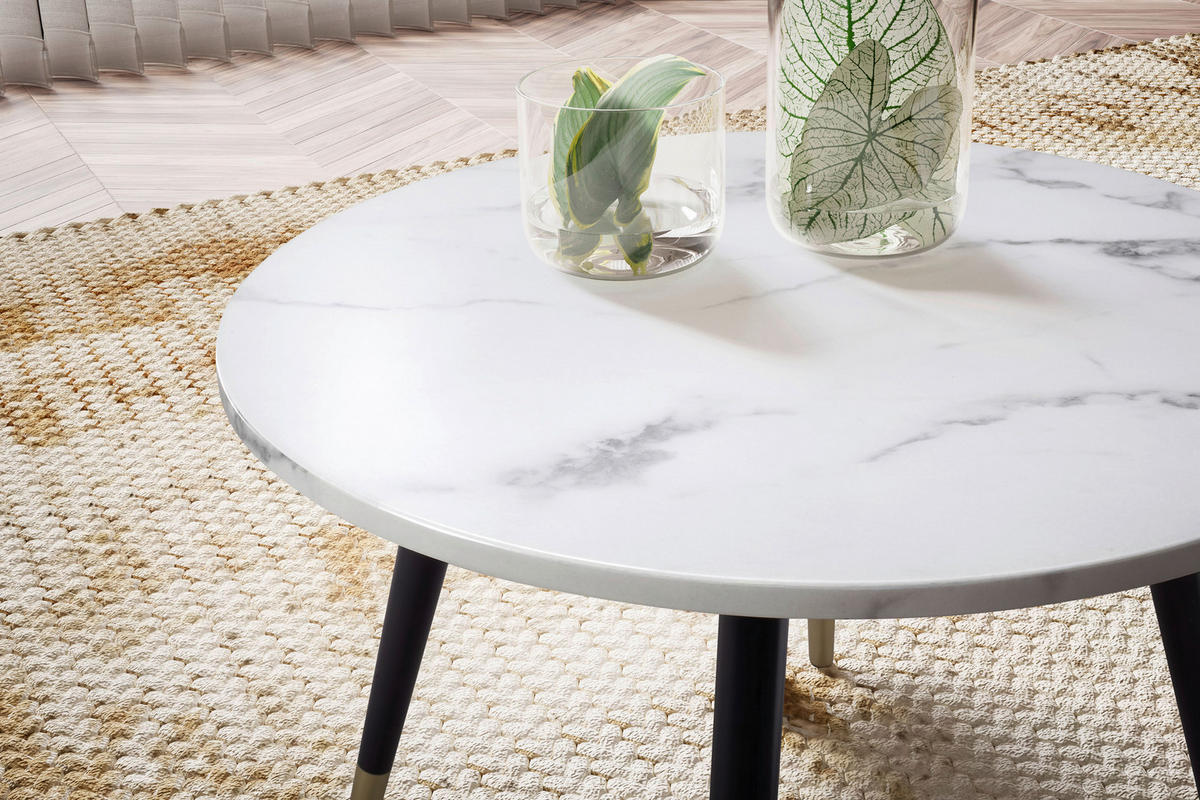 COUCHTISCH in Holzwerkstoff 60/60/41 cm  - Weiss/Goldfarben, Design, Holzwerkstoff/Metall (60/60/41cm) - MID.YOU