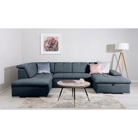 WOHNLANDSCHAFT Ramzes Dunkelblau  - Dunkelblau/Grau, Design, Textil/Metall (215/328/173cm) - MID.YOU