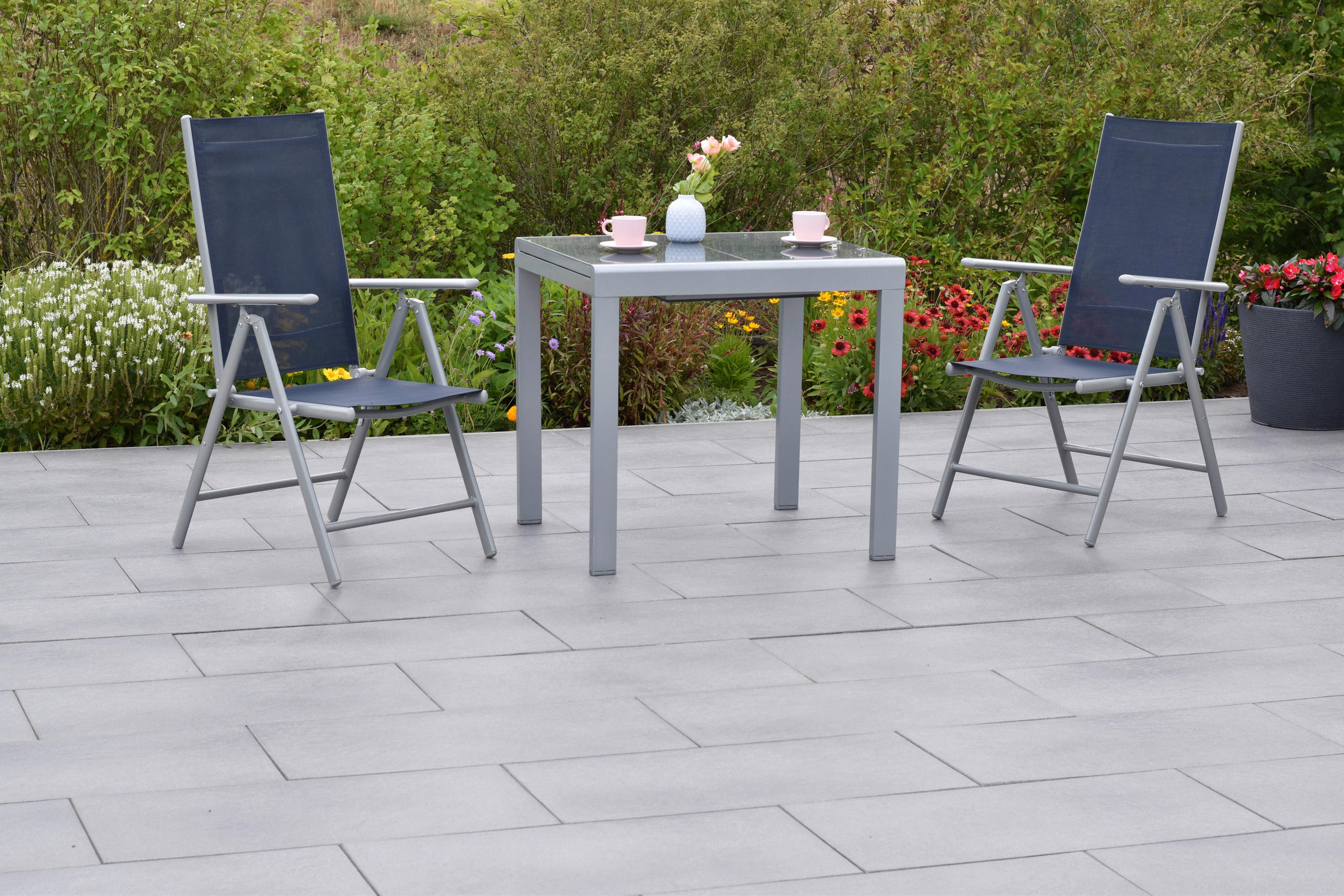 GARTENSET Aluminium  - Blau/Silberfarben, MODERN, Textil/Metall - Gardenson