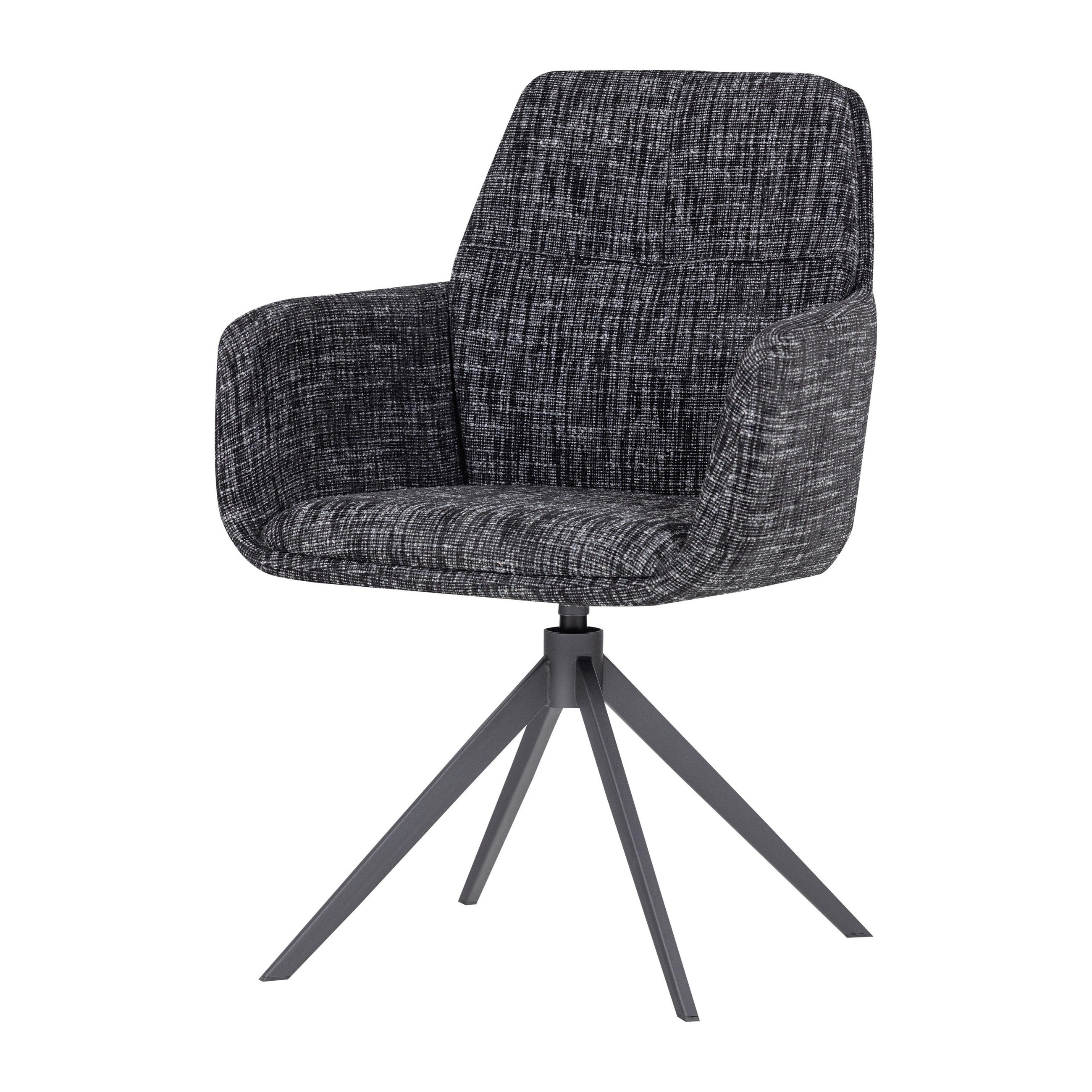 ARMLEHNSTUHL  Sitzfläche 360° drehbar Webstoff  Schwarz  - Schwarz, MODERN, Textil/Metall (61/88/63cm) - Livetastic