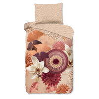 BETTWÄSCHE HIP Satin, Makosatin 140/200 cm  - Sandfarben/Bordeaux, Basics, Textil (140/200cm)