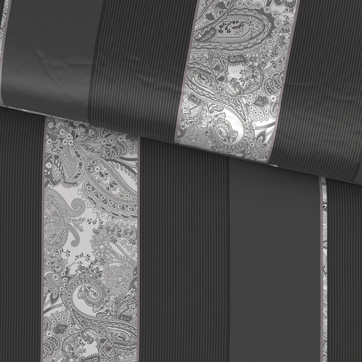 BETTWÄSCHESET STRIPES DK Satin 160/210 cm  50 cm/70 cm  - Anthrazit, Design, Textil (160/210cm) - Dieter Knoll