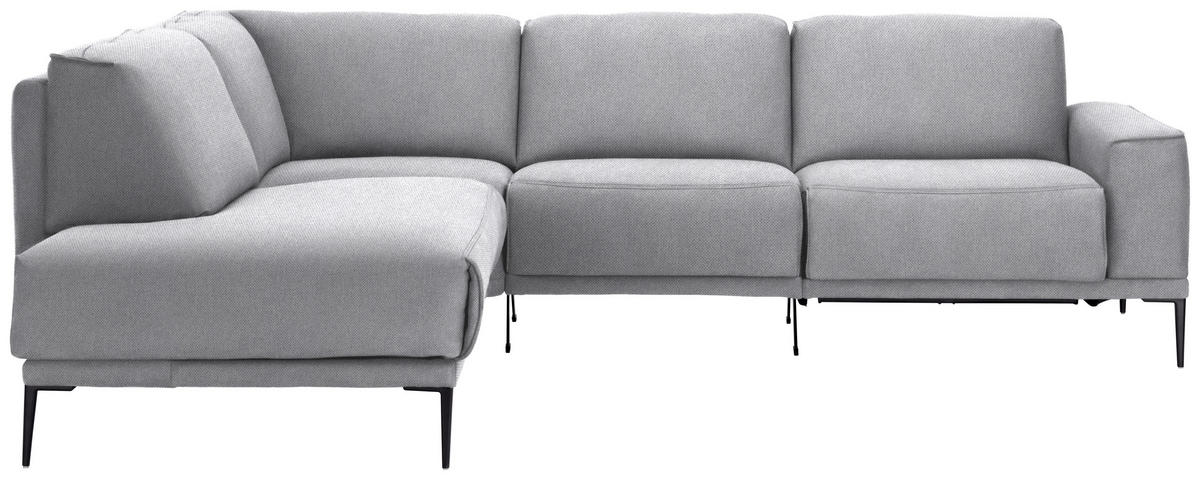 ECKSOFA Flachgewebe Hellgrau  - Hellgrau/Schwarz, Design, Textil/Metall (210/260cm) - Johann Jakob