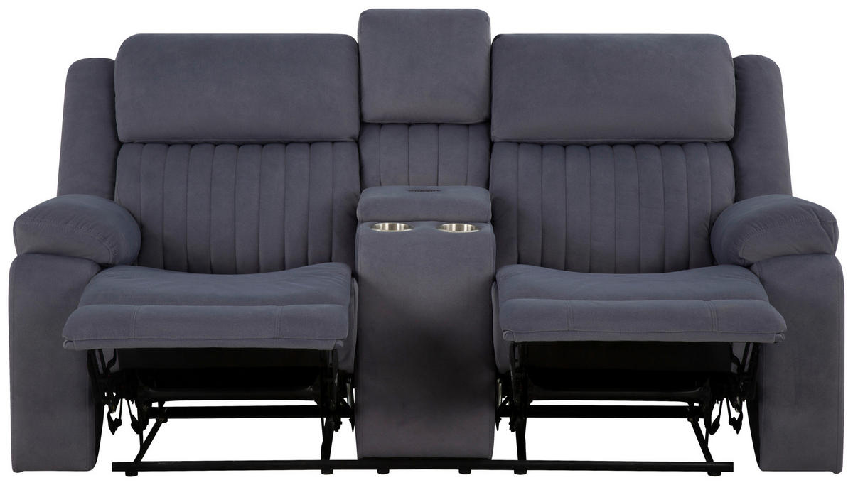 HEIMKINO-SOFA Velours Grau  - Grau, KONVENTIONELL, Textil/Metall (186/102/99cm) - MID.YOU