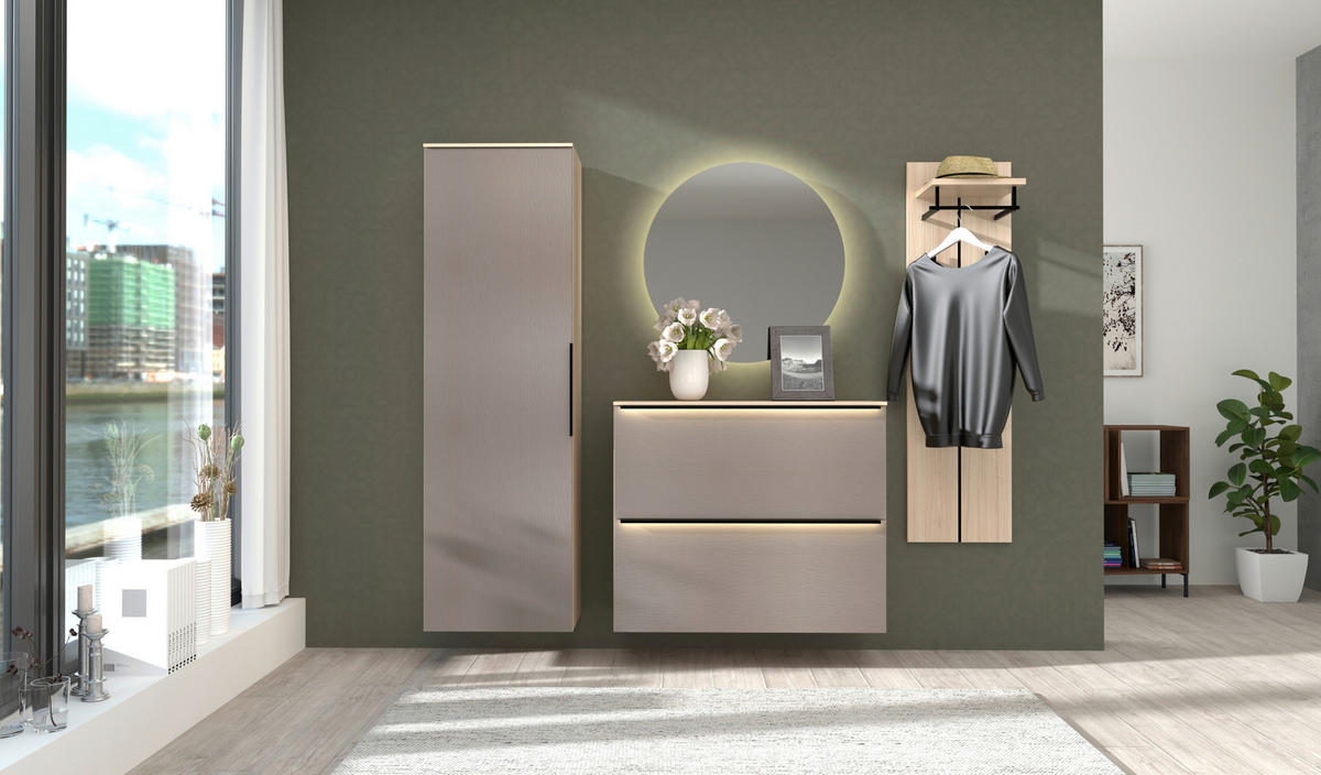 SKŘÍŇ NA ODĚV, barvy dubu, 55/180/37 cm - černá/barvy dubu, Design, kov/kompozitní dřevo (55/180/37cm) - Voleo