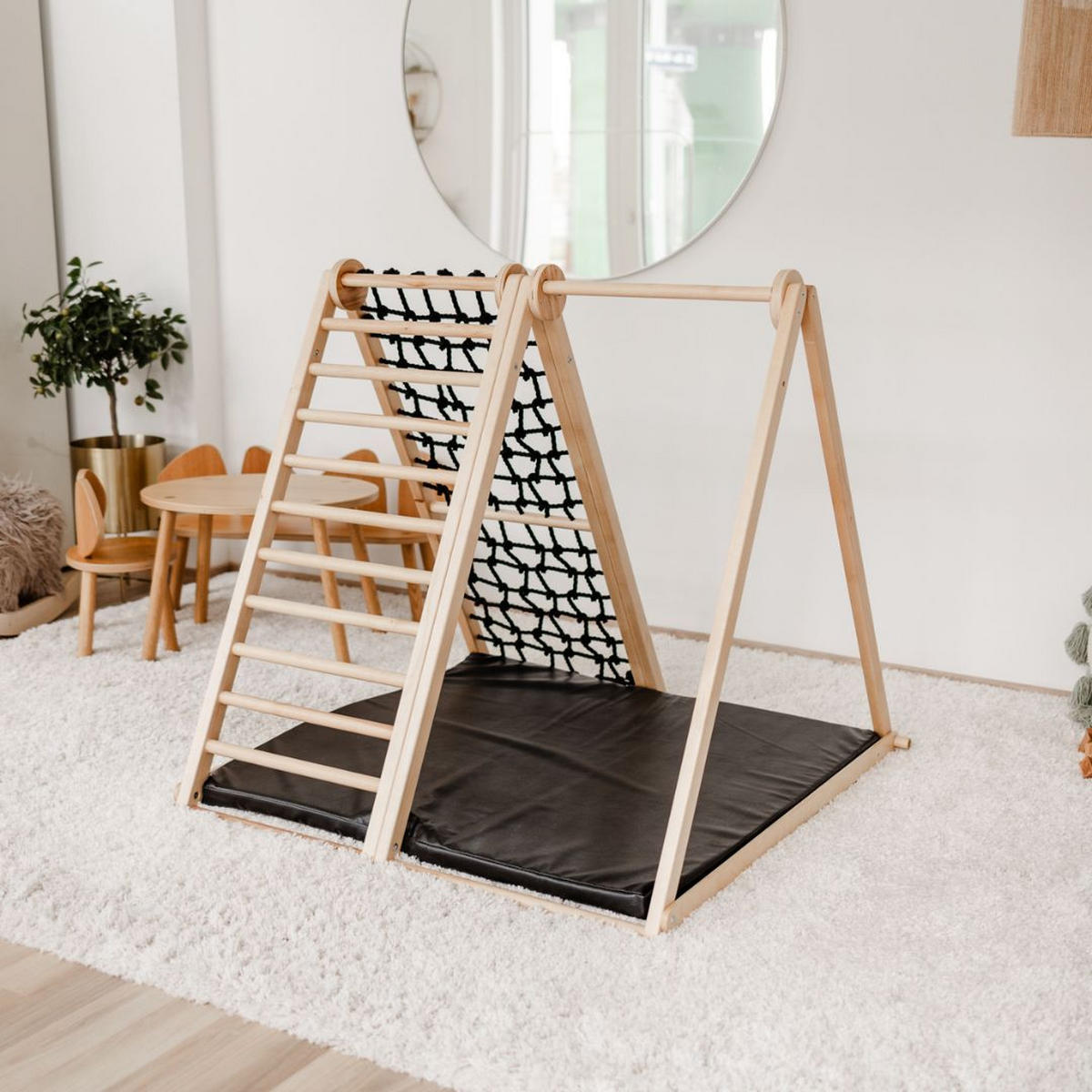 KLETTERGERÜST Kidwood  - Birkefarben/Schwarz, Basics, Holz (105/110/100cm) - CLIFF