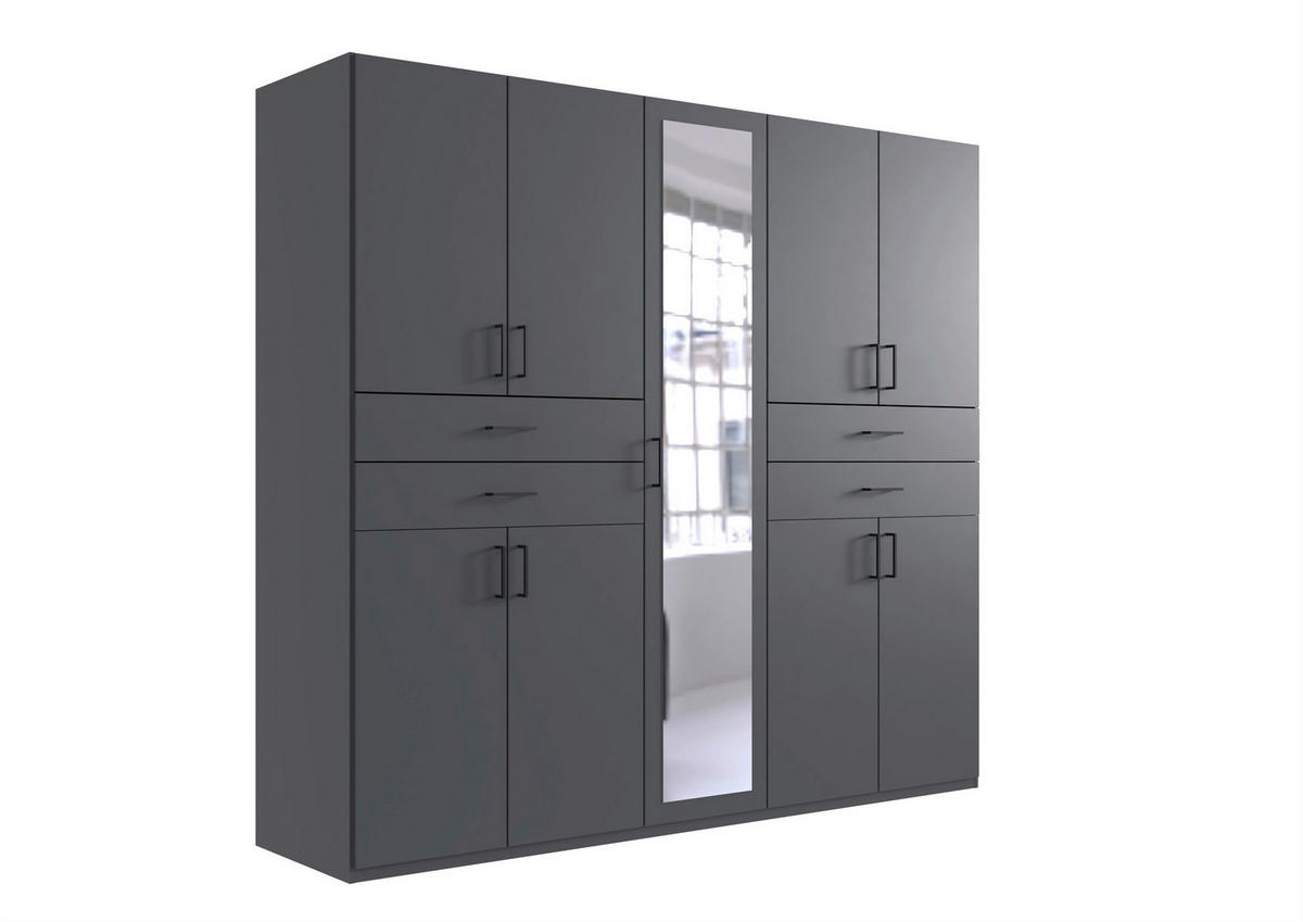 ORMAR ZA ODJEĆU  225/208/58 cm    - boje grafita/crna, Moderno, staklo/drvni materijal (225/208/58cm) - Hom`in