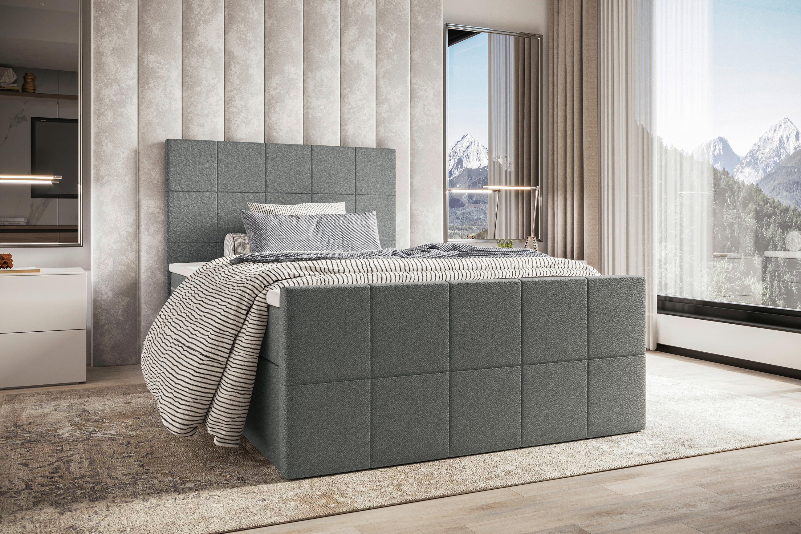 BOXBETT 100/200 cm  in Grau  - Grau, KONVENTIONELL, Kunststoff/Textil (100/200cm) - Boxxx