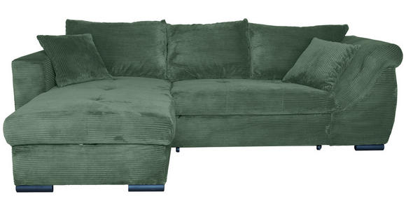 ECKSOFA Dunkelgrün Cord  - Dunkelgrün/Schwarz, KONVENTIONELL, Textil/Metall (168/258cm) - Carryhome