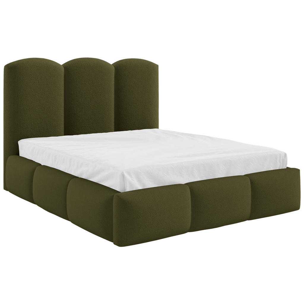 Polsterbett Bero Boucle Olivgrün, Lf:160x200cm